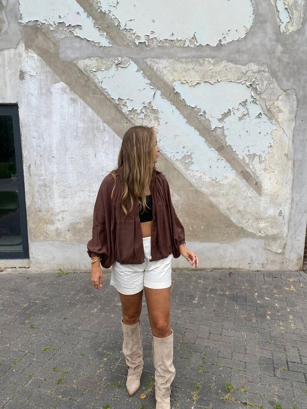 Satin Flow Blouse/ jacket brown