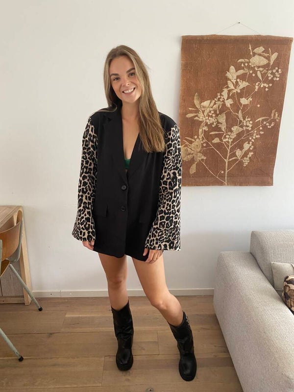 FEBE Blazer zwart/ panter