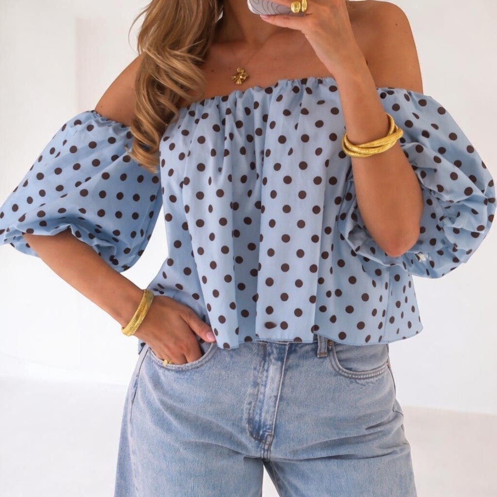 Belle Dot Blouse blue