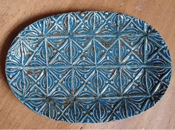 Oval stamped dish