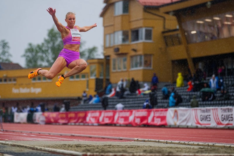 Tilde Johansson takes 5th place with a 5.8 meter long jump during the Trond Mohn Games 2025
