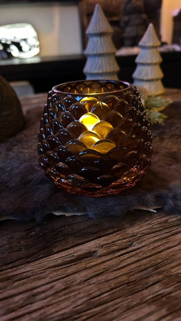Waxinelichtje houder glas (bruin)
