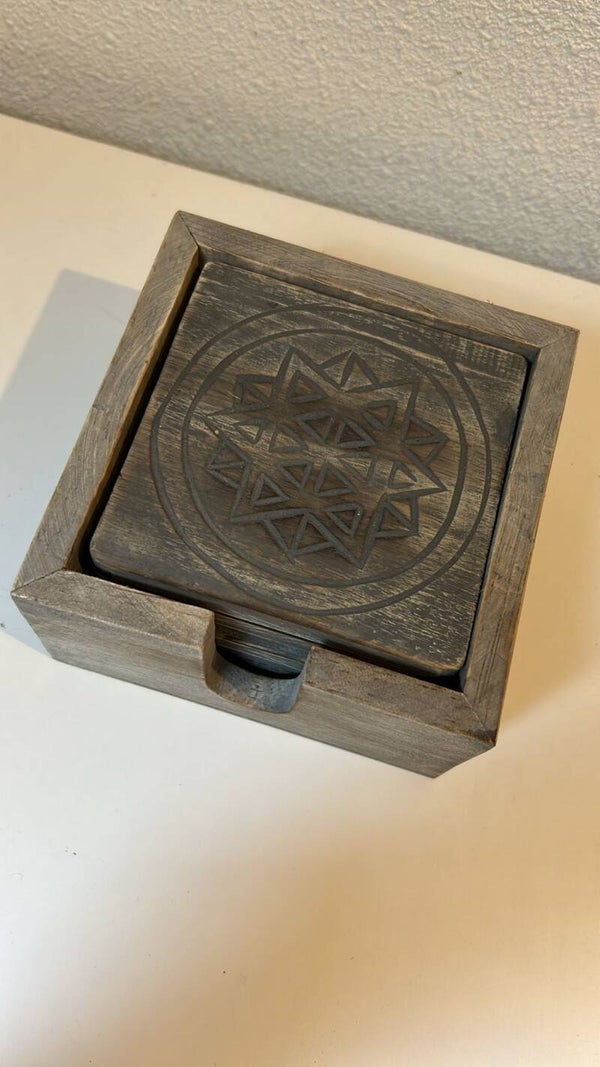 Houten onderzetters (grijs/bruin)