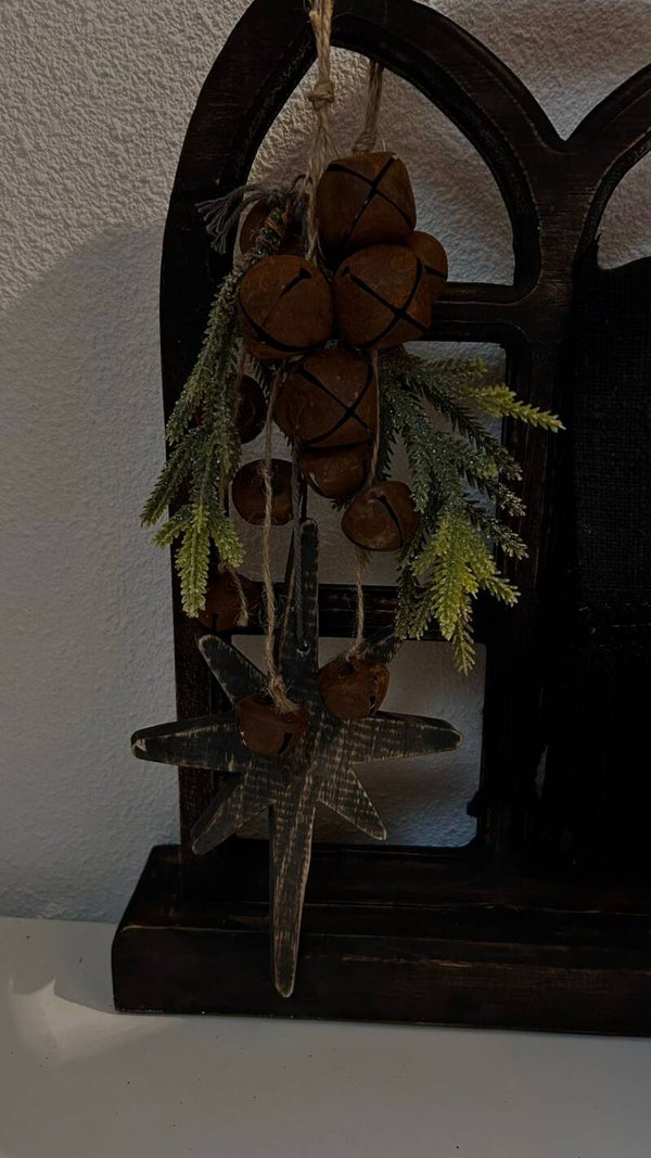 Dennentak met kerstster (belletjes)
