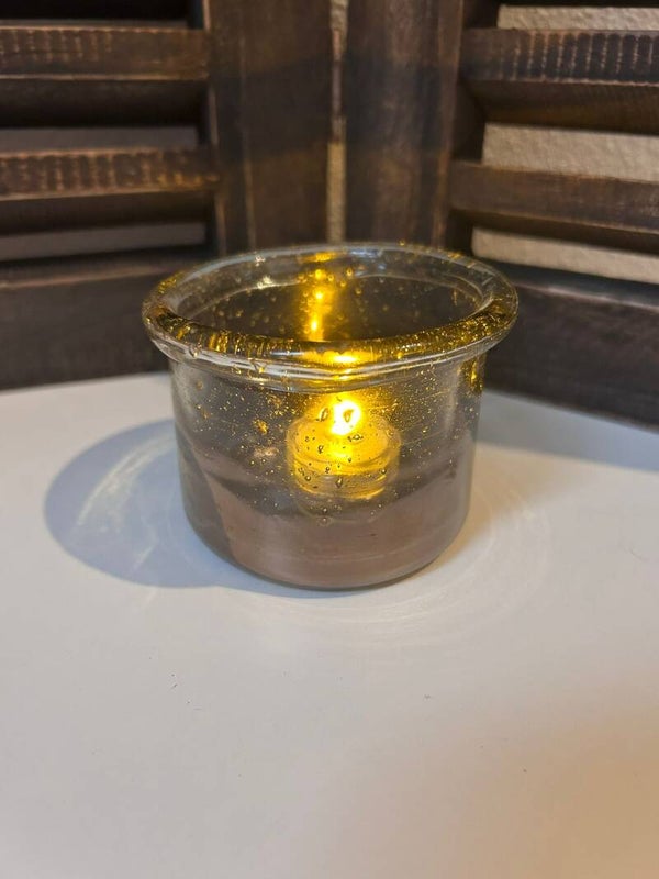 Waxinelichtje houder bubbel glas (donker)