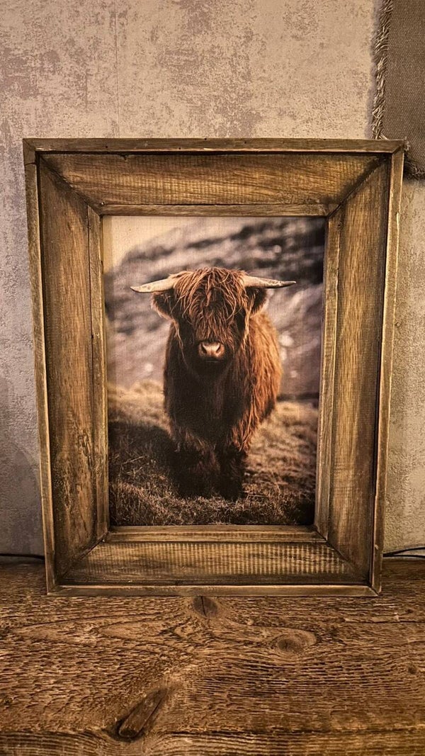 Schilderij met houten lijst (hooglander-groot)