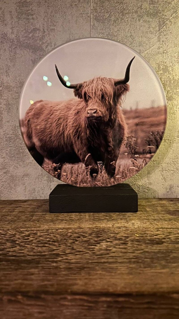 Glazen muurcirkel op voet (hooglander)