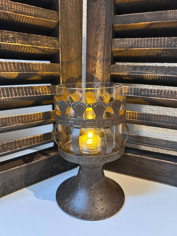 IJzeren waxinelichtje houder (roest/kleur)