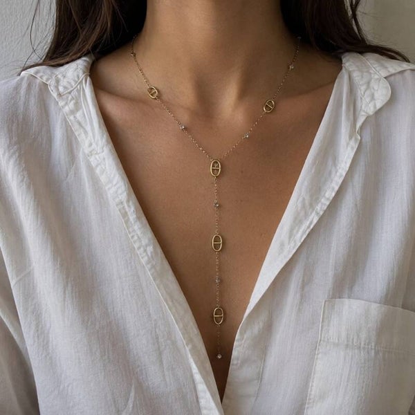 Collier Y Miréa maille marine