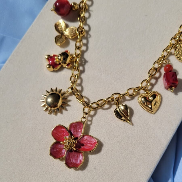 Collier breloque Cassia rouge
