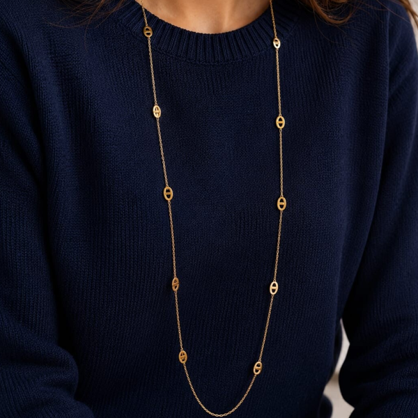 Sautoir Bérénice en maille marine