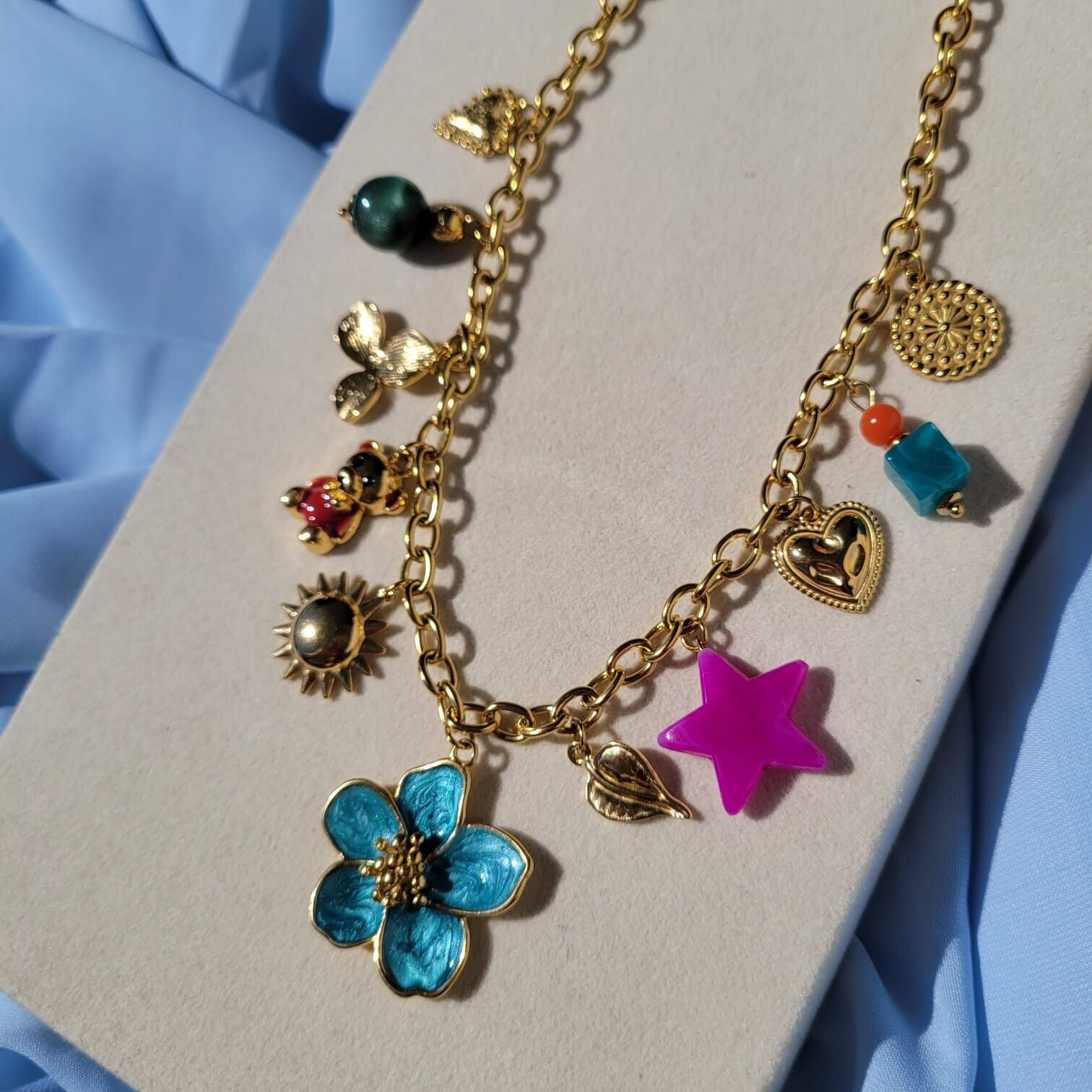 Collier breloque Maïwenn Bleu