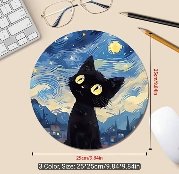 Starry Night Kitty Mouse Pad