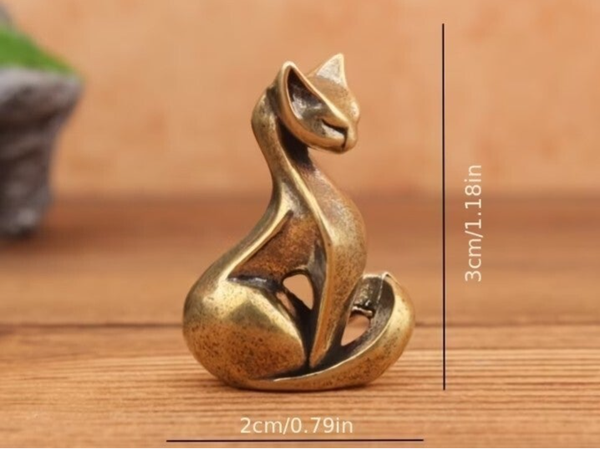 Miniature Brass Cat Figurine