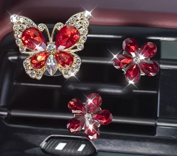 Red Butterfly Essential Oil Car Clip Freshner
