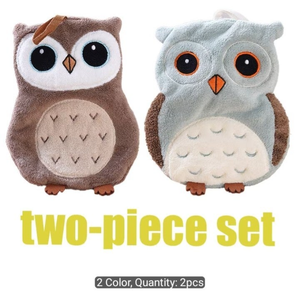Set of 2 Small Owl Hand Towels