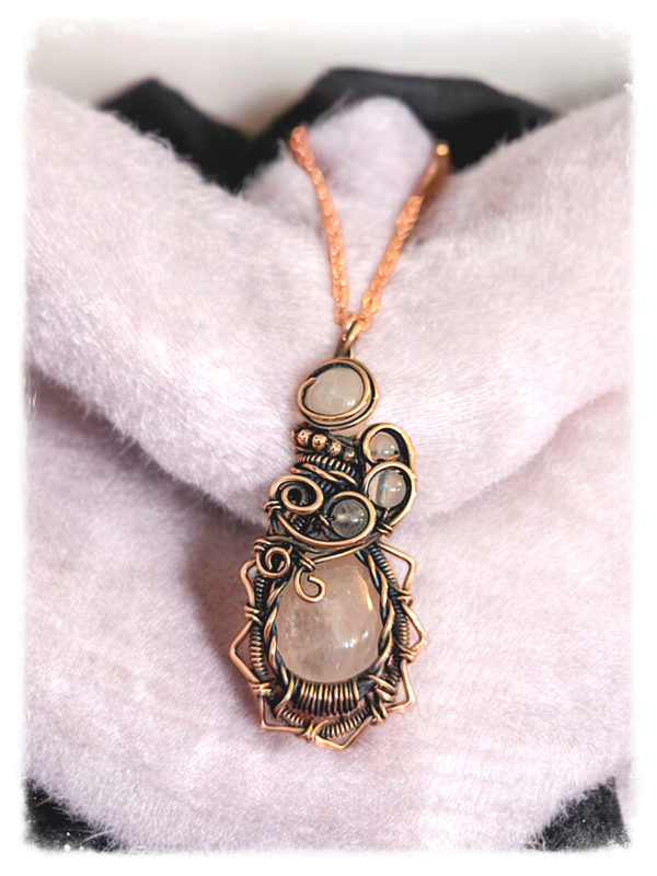 Rose Quartz Copper Pendant
