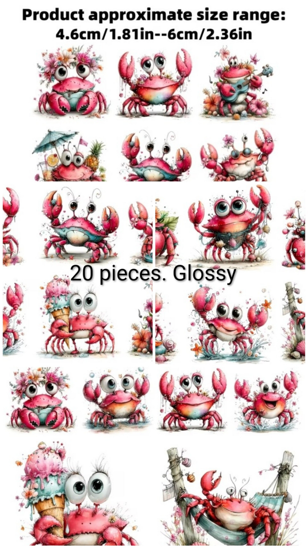 Glossy Crab Stickers (20)