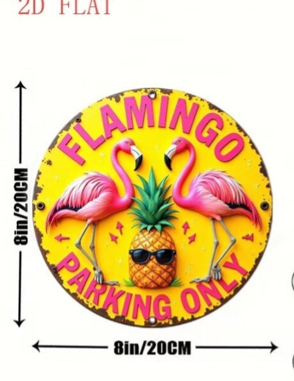 Flamingo Metal Sign
