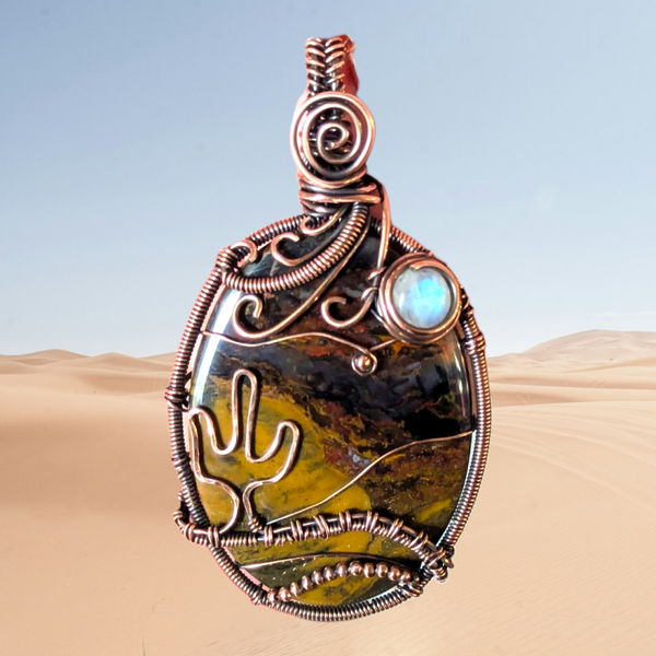 Jasper Moonstone Desert Pendant