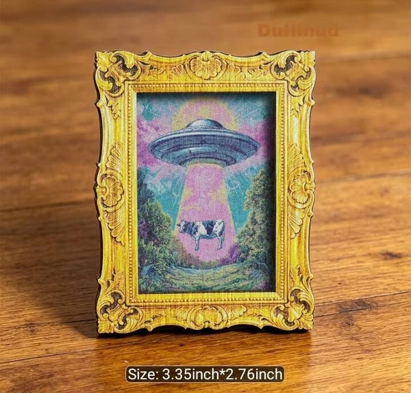 Framed Cow Alien Magnet