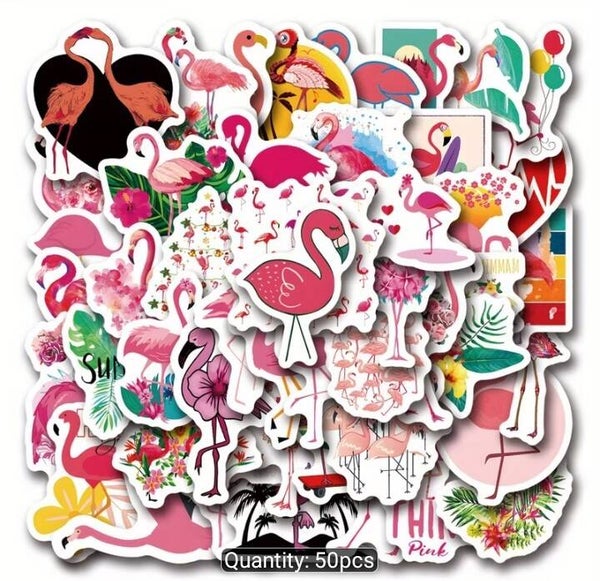 Glossy Flamingo Stickers (50)