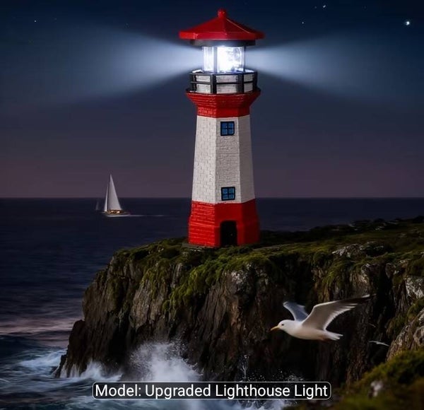Solar Rotating Light House Statue