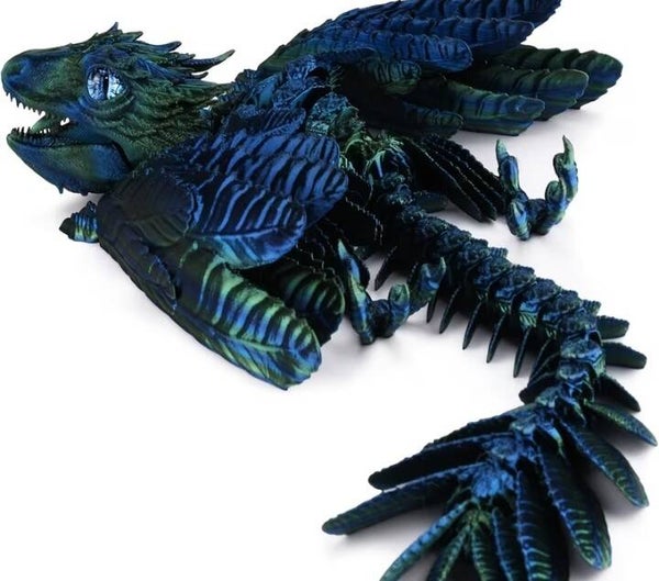 X-Large Printed Green/Blue Dragon