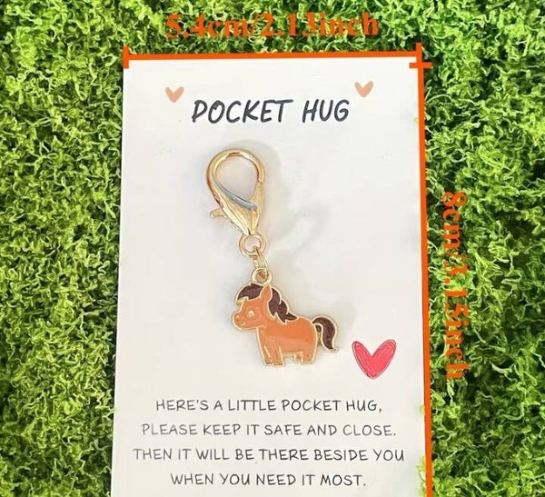 Animal Pocket Hug Keychain with Card