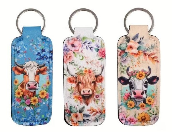 Cow Lipstick Holder Keychain