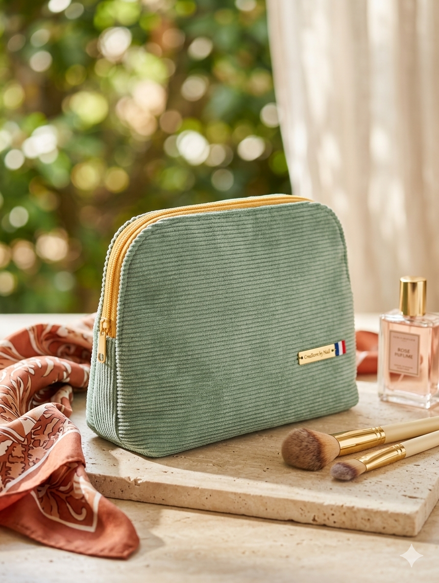 Pochette velours côtelé femme – doublure imperméable