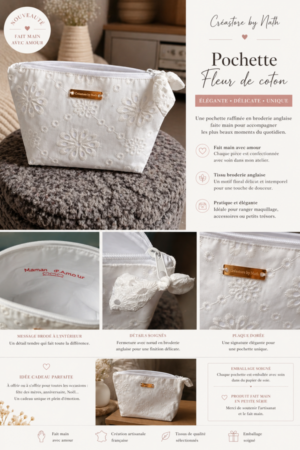 Pochette  "Fleur de Coton" Fête des Mères