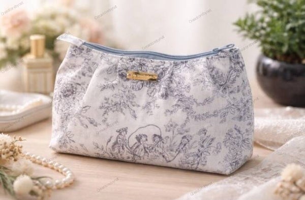 Pochette multifonction imitation toile de jouy