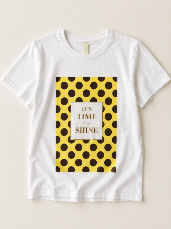T-shirt:  Polkadot Bruin/Geel