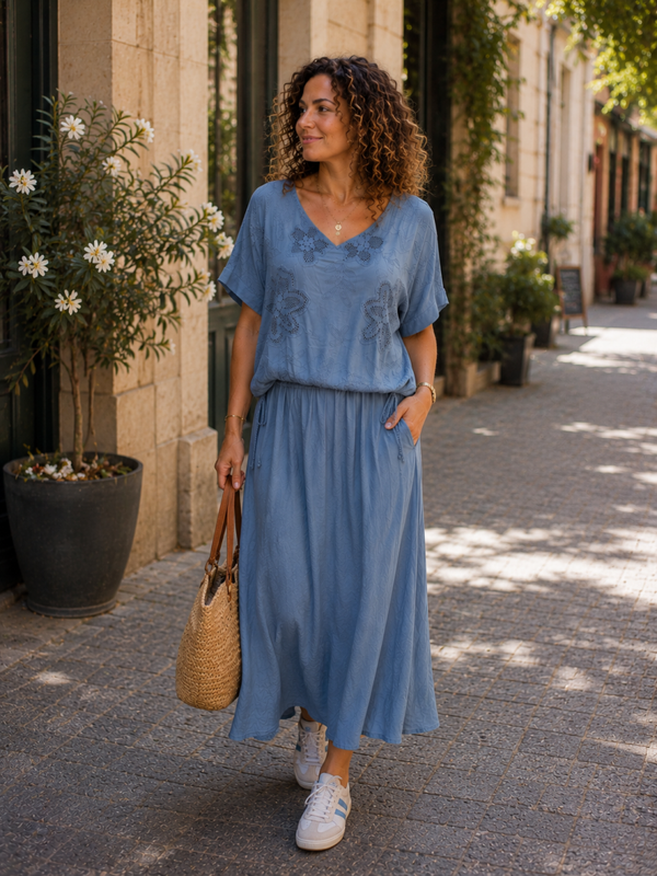 Jurk: Luna Cotton Jeans Blauw