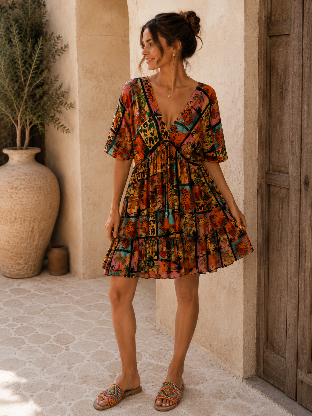 Jurk: Satin Afrika Collor