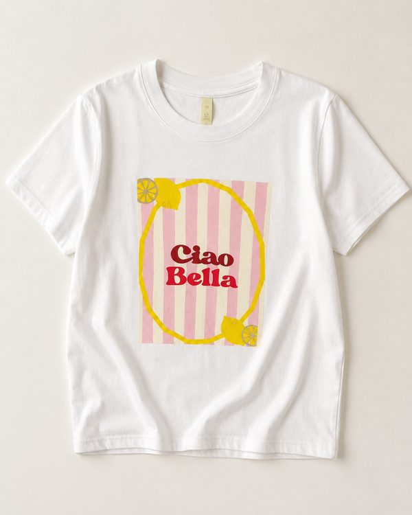 T-shirt: Ciao Bella Geel/Roze
