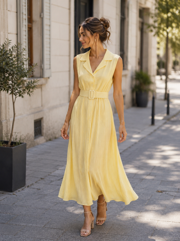 Jurk: Belle Maxi Geel