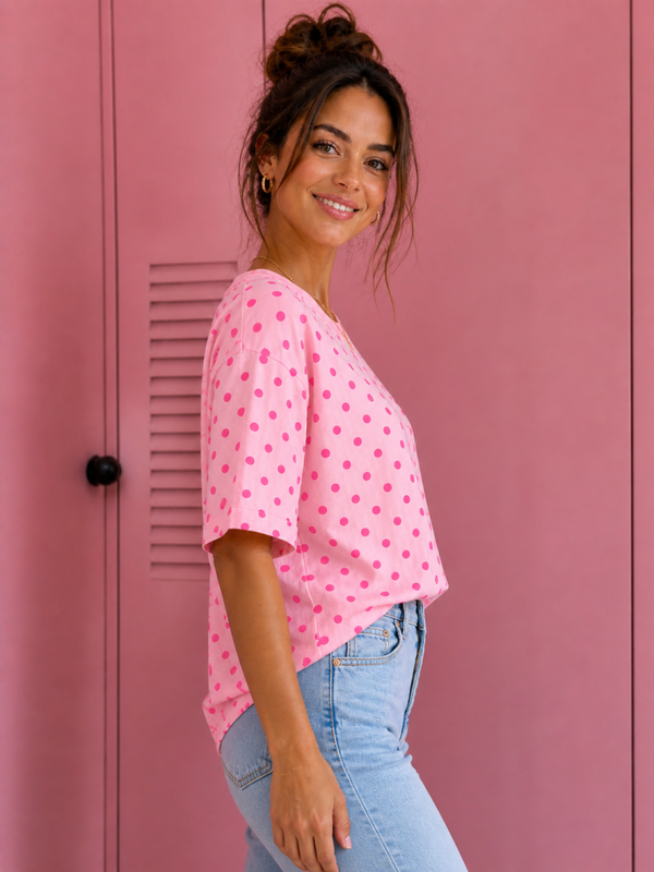 T-shirt: Dots Roze