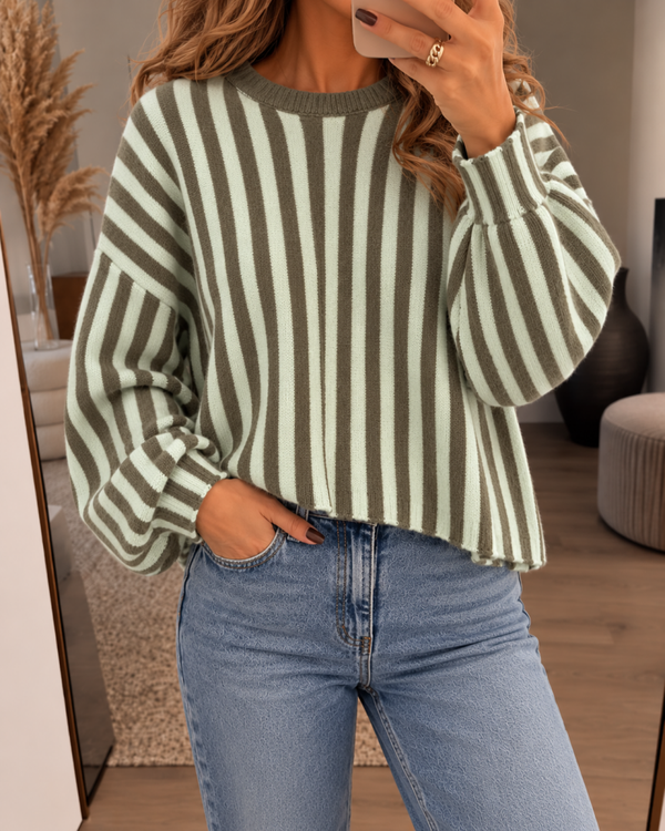 Trui: streep mint/groen