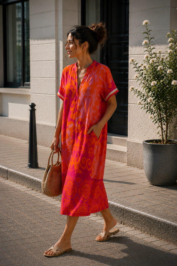 Jurk: Boho Fuchsia