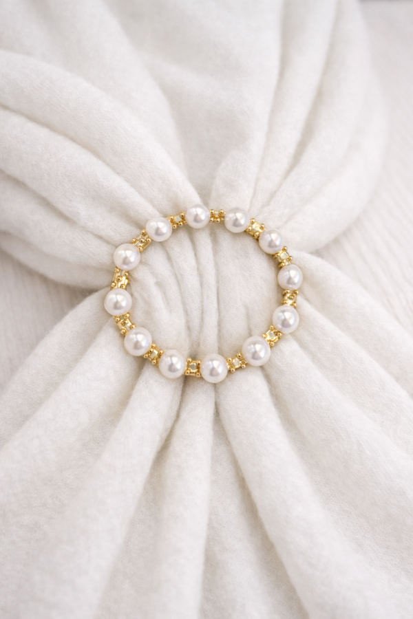 Accessoire: Sjaal en kledingring Parels