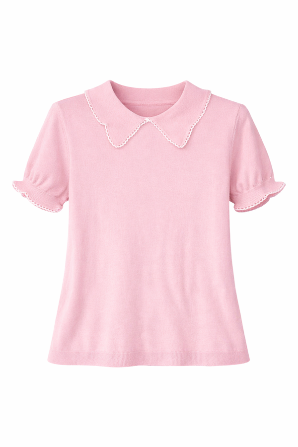 T-Shirt: Kraagje Roze