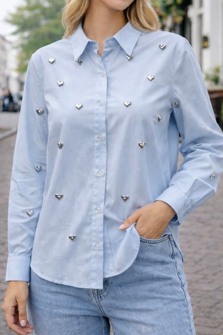 Blouse: Hartjes Blauw