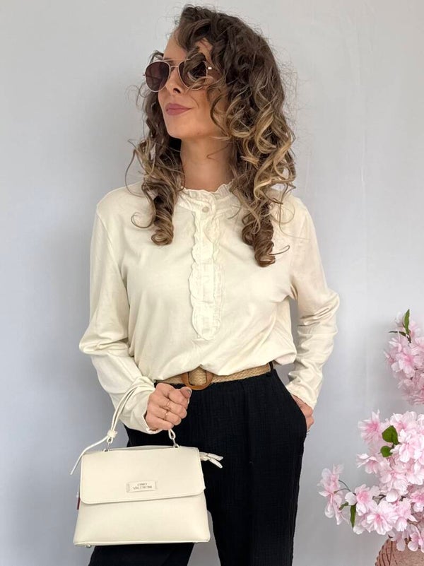 Top: Ruffle Kraag Ecru