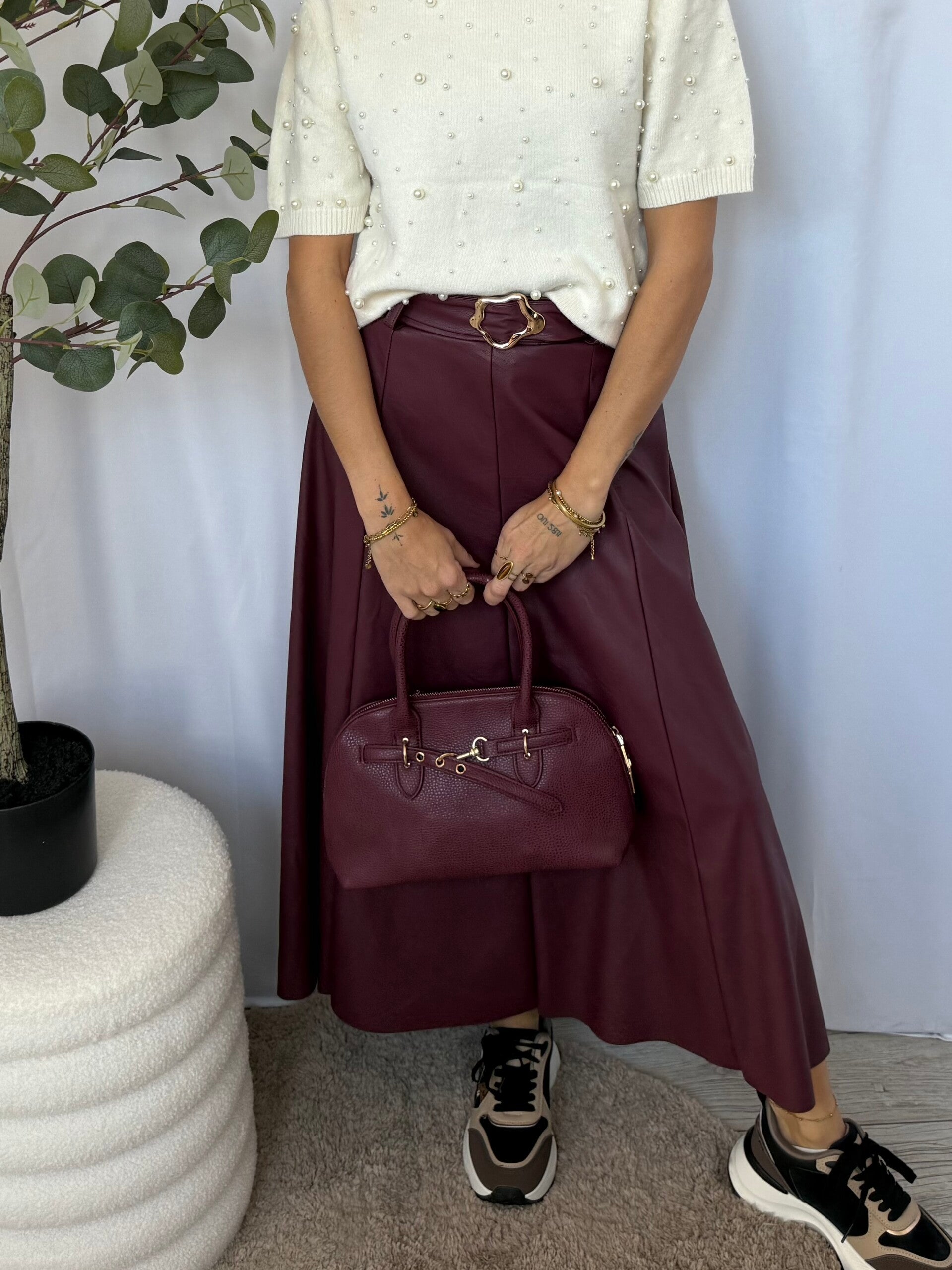 Rok: Leatherlook Bordeaux
