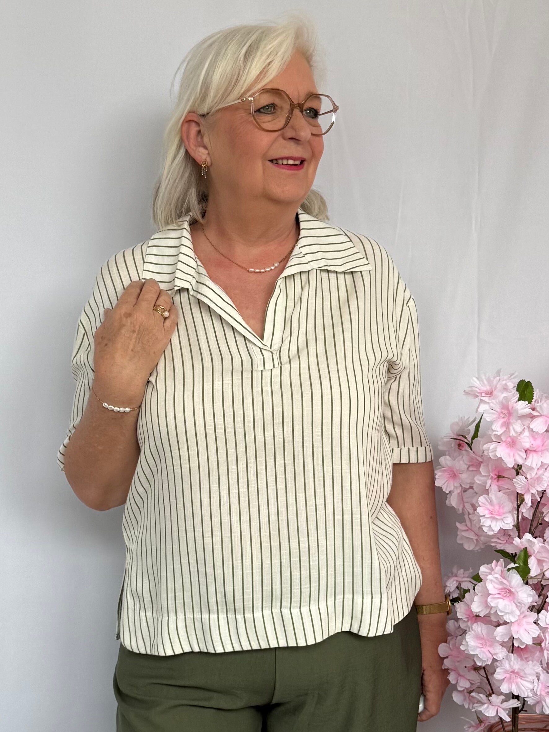 Blouse: Streep Groen