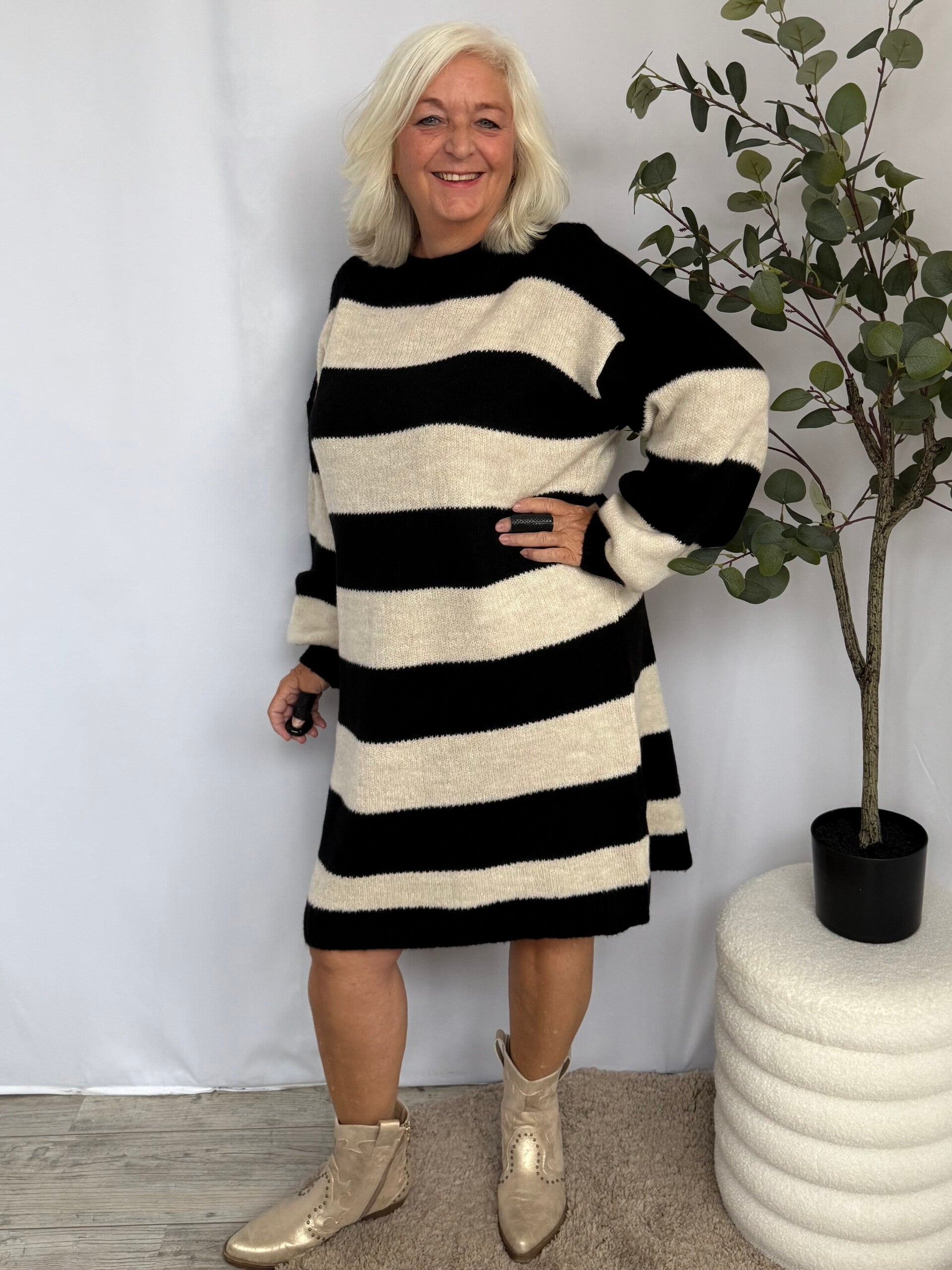 Jurk: Gebreid Zwart/wit