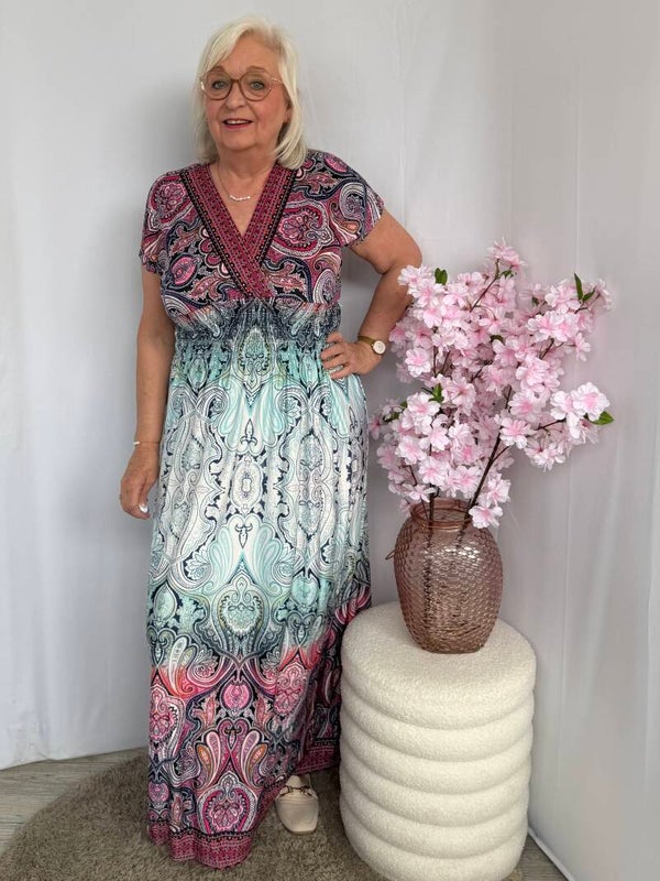 Jurk: Maxi Paisley Mint