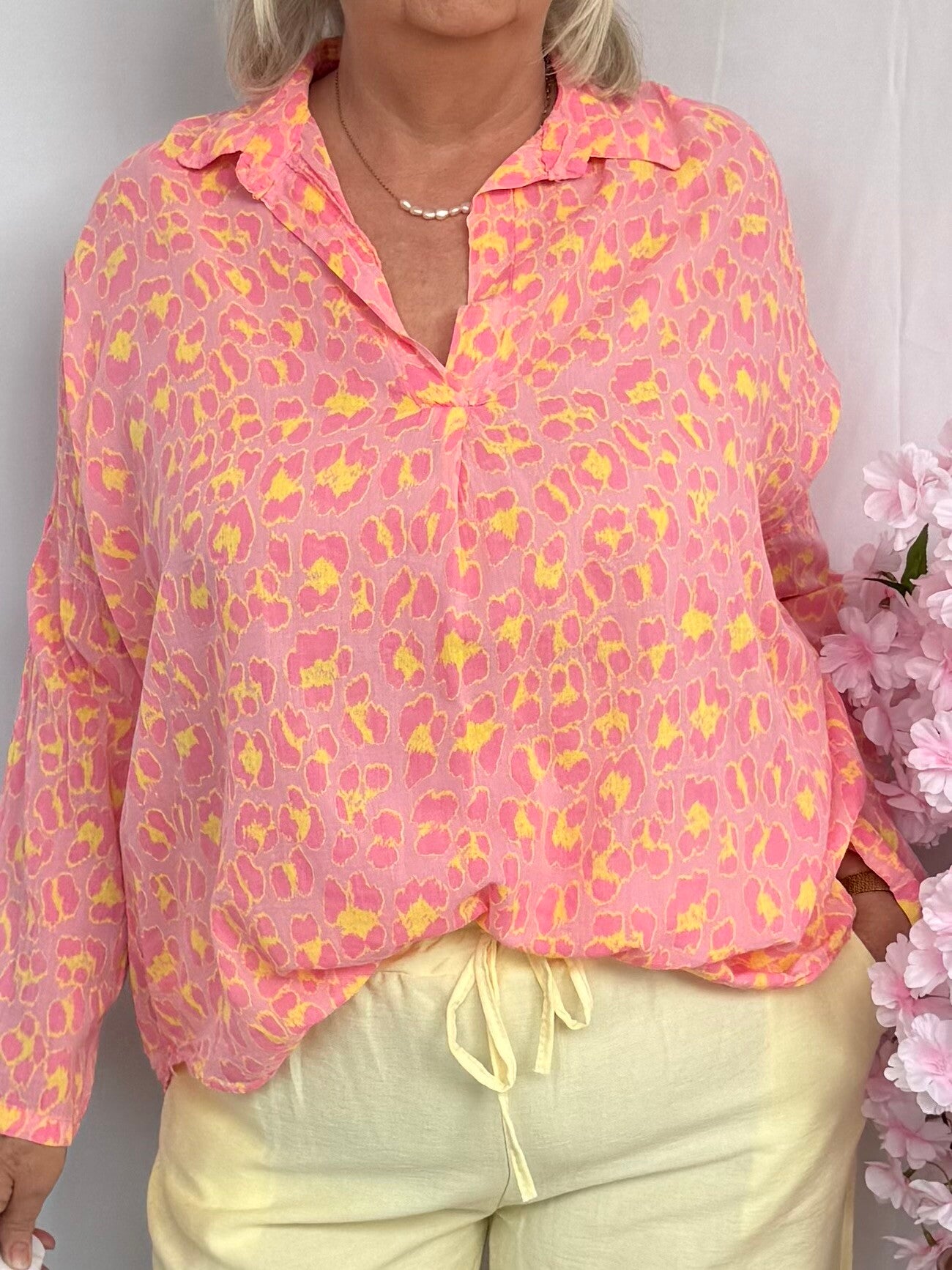 Blouse: Leopard Roze